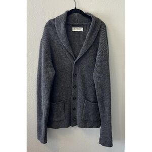 Line of Trade Cardigan Men's Size L Gray 100% Shetland Wool Grandpa Fisherman